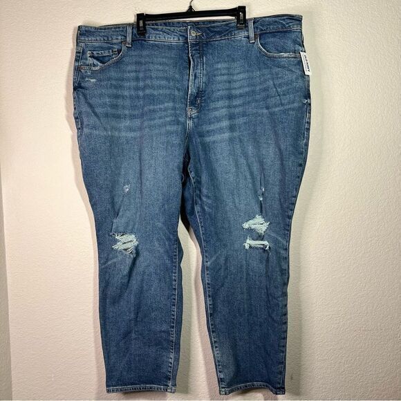 Old Navy Womens High Rise Jeans Curvy Button Fly‎ Distressed Smooth Pocket 28 - Picture 1 of 8